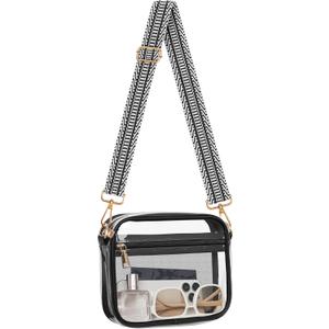 Clear Bag for Stadium Events, Clear Crossbody Bag Stadium Approved Fanny Pack Concert Purses for Women Men (Black-4)