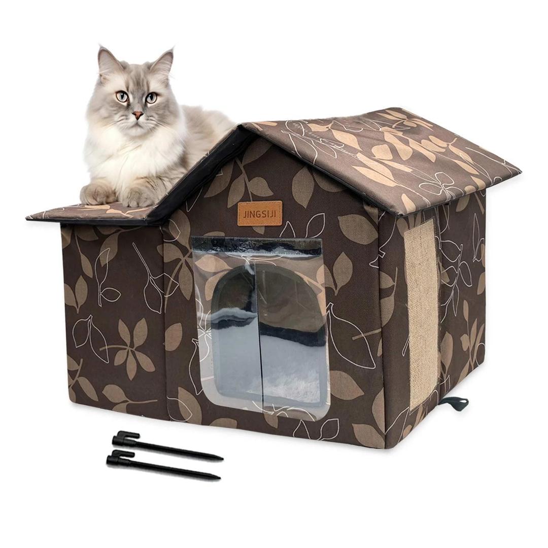 Outdoor Cat House, Cat House for Indoor and Outdoor Use  Insulated and Weatherproof，Waterproof Shelter for Stray Cats (19.7''x17.7''x13.8'')