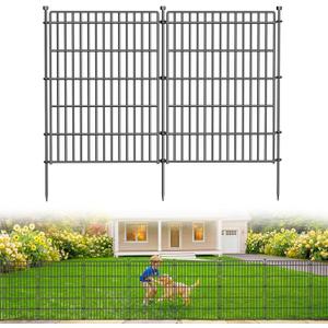 10 Panels No Dig Garden Fence Animal Barrier, 34in(H)  22.5ft(L) Decorative Metal Outdoor Dog Fence, Rustproof Pet Fencing for Yard, Patio, Flower Bed -Temporary Fencing| Easy to Install