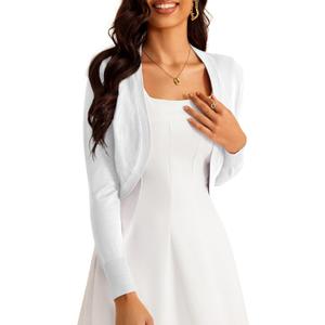 McVanedy Womens Cardigan Knit Tops Sweaters Soft Long Sleeve Bolero Cropped Cardigans, Size: Small