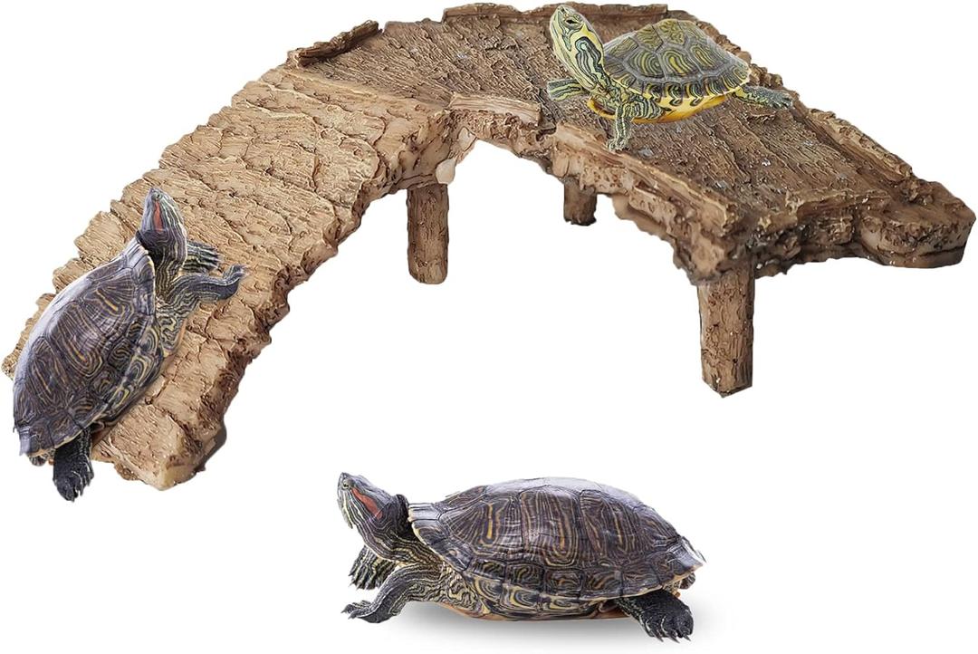 Fhiny Turtle Basking Platform, Tortoise Floating Dock Reptiles Habitat Climbing Ramp Fish Tank Turtle Resting Platform Aquarium Landscaping Decor for Small Reptile Frog Newts Terrapin