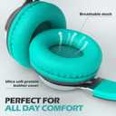 AILIHEN C8 Wired Headphones with Mic and Volume Control - Noise Isolating On-Ear Headphones, Folding Lightweight Corded 3.5mm Headset for Cellphones Tablets Chromebook Laptop Computer (Grey/Mint)