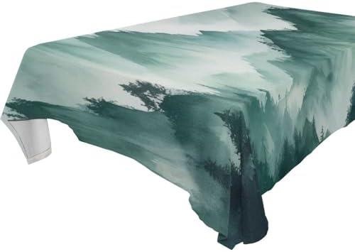 Msyxl Smoky Green Mountains Fabric Rectangle Tablecloth - Waterproof and Wrinkle-Resistant Table Cloth 60x40 Inch Table Cover for Indoor & Outdoor Dining