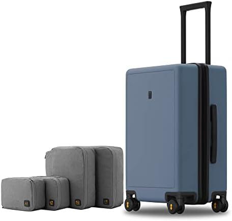 LEVEL8 Elegance Carry-on Suitcase, 20 Inch Carry on Luggage, Hardside Large Suitcases with Wheels, Tavel Bag with Tsa Lock,Blue Grey