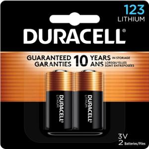 Duracell CR123A 3V Lithium Battery, 2 Count Pack, 123 3 Volt High Power Lithium Battery, Long-Lasting for Home Safety and Security Devices, High-Intensity Flashlights, and Home Automation