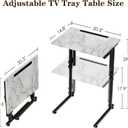 TV Tray, Folding TV Dinner Table, Adjustable Small C-Shaped End Tray for Eating, Foldable Slide Under Couch Side Table for Recliner, Living Room,No Assembly Required(White Marble,2Pcs)