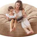 Large Bean Bag Chair for Adults/Kids with Filling, 3 ft Memory Foam Bean Bag Chairs with Filler Included, Ultra Soft Dutch Velvet Fabric, Bean Bag for Living Room - 3 Foot,Camel