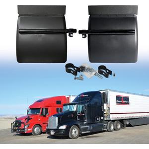 Pair Black Poly Quarter Fenders Set for Semi Truck, 24" x 24" Freightliner Kenworth Peterbilt with Hardware,Heavy Duty Plastic Mud Flaps Kit