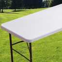 Rectangle Spandex 5 FT Fitted Tablecloth, Elastic Folding Picnic Table Cloth, Stretchy Patio Table Cover, Wipeable Tablecloths for Camping Outdoor Party Banquet 30X60 Inches White