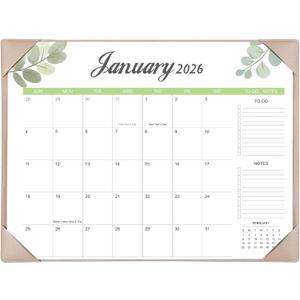 Desk Calendar 2026-2027 with Desk Mat  22" x 17" Large Desk Pad Calendar Runs from January 2026 to June 2027, Office Supplies Desktop Monthly Calendar for Home & Office (Apricot)