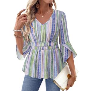 Timeson Ladies Tops and Blouses: 3/4 Sleeve Fall Outfits — Plus Size Blouses for Women — Womens Dress Shirts Business Casual Clothing Ladies Tops Dressy Work Elegant Office Wear Peasant Flowy Tunic