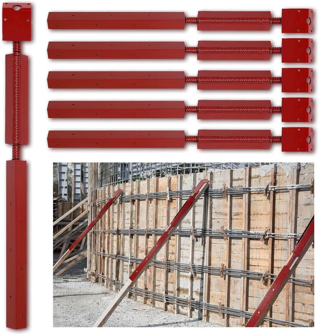 Blulu 6 Pcs Concrete Turnbuckle Form Aligner 35" - 38.5" Adjustable Length with 5" x 3" Bent Plate Adjustable Wall Brace Form Tube for Concrete Formwork Construction Engineering Tools