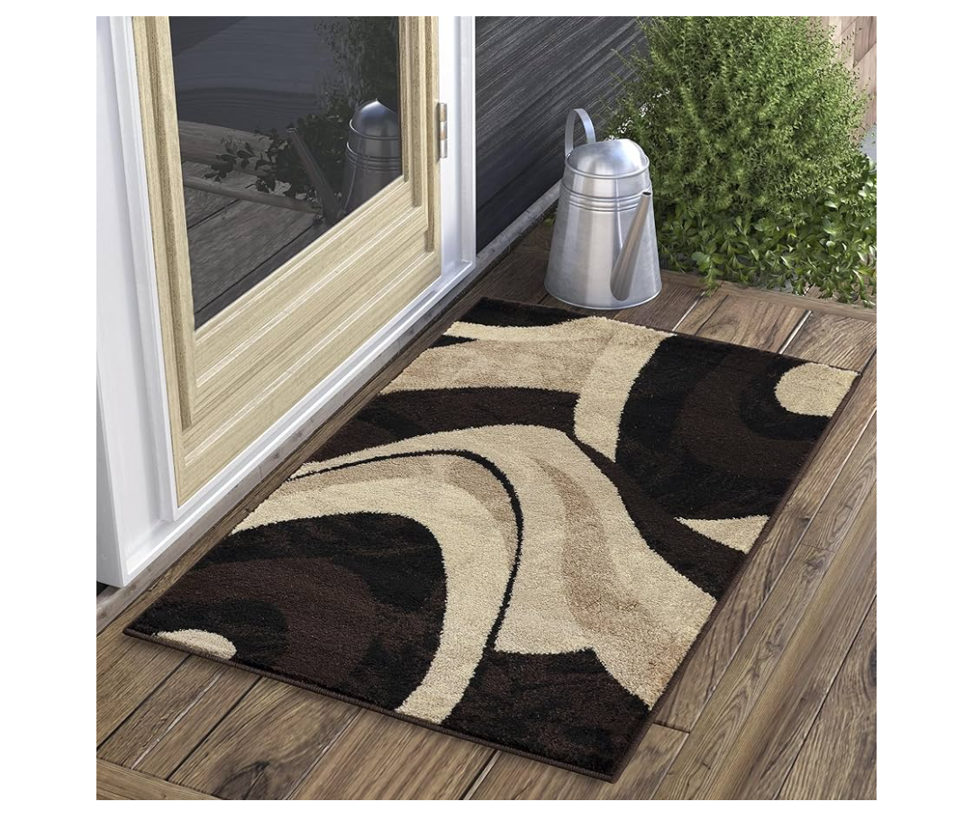 Yafa Home Fashion Modern Contemporary Swirls Design Area Rug, Luxurious, Elegant, and Fashionable Area Rug (Brown/Beige, 4 ft X 5 ft)
