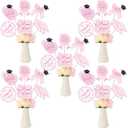 30 Pcs Pink Bow Graduation Party Decorations Class of 2025 Congrats Grad Table Centerpiece Decorations Congratulate Centerpiece Sticks Table Toppers for Graduation Party