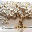 Tree Canvas Wall Art for Living Room - White Flowers Wall Decor for Office - Girls Wall Decor for Bedroom Size 20" x 40"