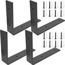 4 Pack Heavy Duty Black Metal Shelf Brackets 6x6 inch, STARVAST Wall Mounting L Angle Bracket, Rustic Industrial Floating Shelf Brackets 5mm Thick Countertop Support Bracket - Includes Screws