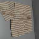 jinchan Tab Top Linen Kitchen Curtains 24 Inches Striped Tier Curtains Farmhouse Modern Cafe Style Small Window Treatments Airy Light Filtering Rod Pocket for Living Room Bathroom 2 Panels Beige