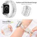 MOFREE Beaded Bracelet Compatible with Apple Watch Band 38mm/40mm/41mm/42mm, Fashion Elastic Stretch Women Bands for iWatch Series 11/10/9/8/7/SE/6/5/4/3/2/1 iPhone Watch Strap Bands (White/Yellow)