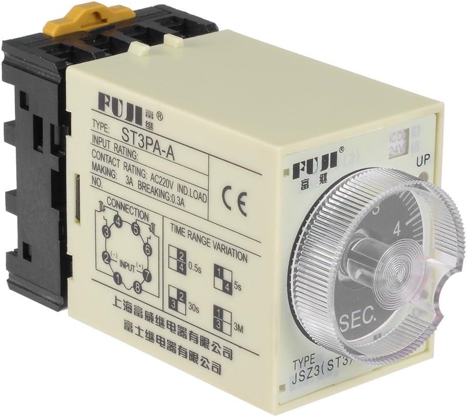 uxcell 24VAC/DC 5S 8 Terminals Range Adjustable Delay Timer Time Relay ST3PA-A with Base