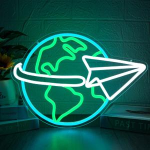 Earth Neon Sign for Classroom Decor Dimmable Adventure Neon Light for Wall Decor USB Powerd LED Sign for bedrooms, study rooms, kids' rooms Gift for Children (15.5 * 11.6 inches)