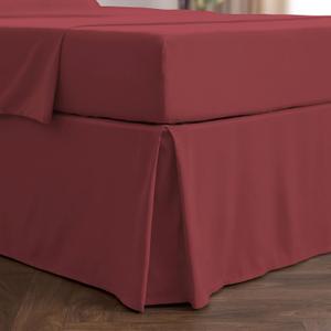 Mellanni Bed Skirt King Size - Bed Skirting - 15-Inch Tailored Drop Pleated Dust Ruffle - Hotel Luxury Bedding - Wrinkle, Fade, Stain Resistant - 1 Bedskirt (King, Brick Red)