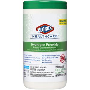 Clorox Healthcare Hydrogen Peroxide Cleaner Disinfectant Wipes, 6.75" x 9", 95 Count