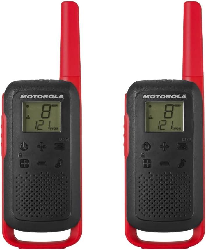 Motorola Solutions, Portable FRS, T210, Talkabout, Two-Way Radios, Rechargeable, 22 Channel, 20 Mile, Black W/Red, 2 Pack