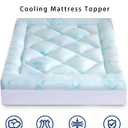 DOWNCOOL 5 Inch Cooling Full Mattress Topper, Bamboo Viscose Air Layer | Ultra Soft Pillow Top Mattress Pad, 21" Deep Pocket Elastic Skirt, Back Pain Relief, Perfect for Hot Sleepers, Blue