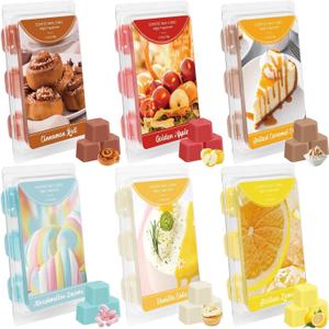 LA BELLEFE Wax Melts, Wax Cubes Strong Scent for Warmer -Cinnamon Roll, Marshmallow Dreams, Sicilian Lemon, Salted Caramel Cream, Vanilla Cake, Golden Apple, 6 Pack, 36-Cube
