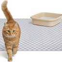 Lovewag Pets Cat Litter Box Mats 2 Pack - Large 36x48 Inch Machine Washable, Easy Clean,Non-Slip,Waterproof Mats for Indoor Cats-Kitty Litter Mess Control & Pet Urine Floor Protection (Taupe Checkers)