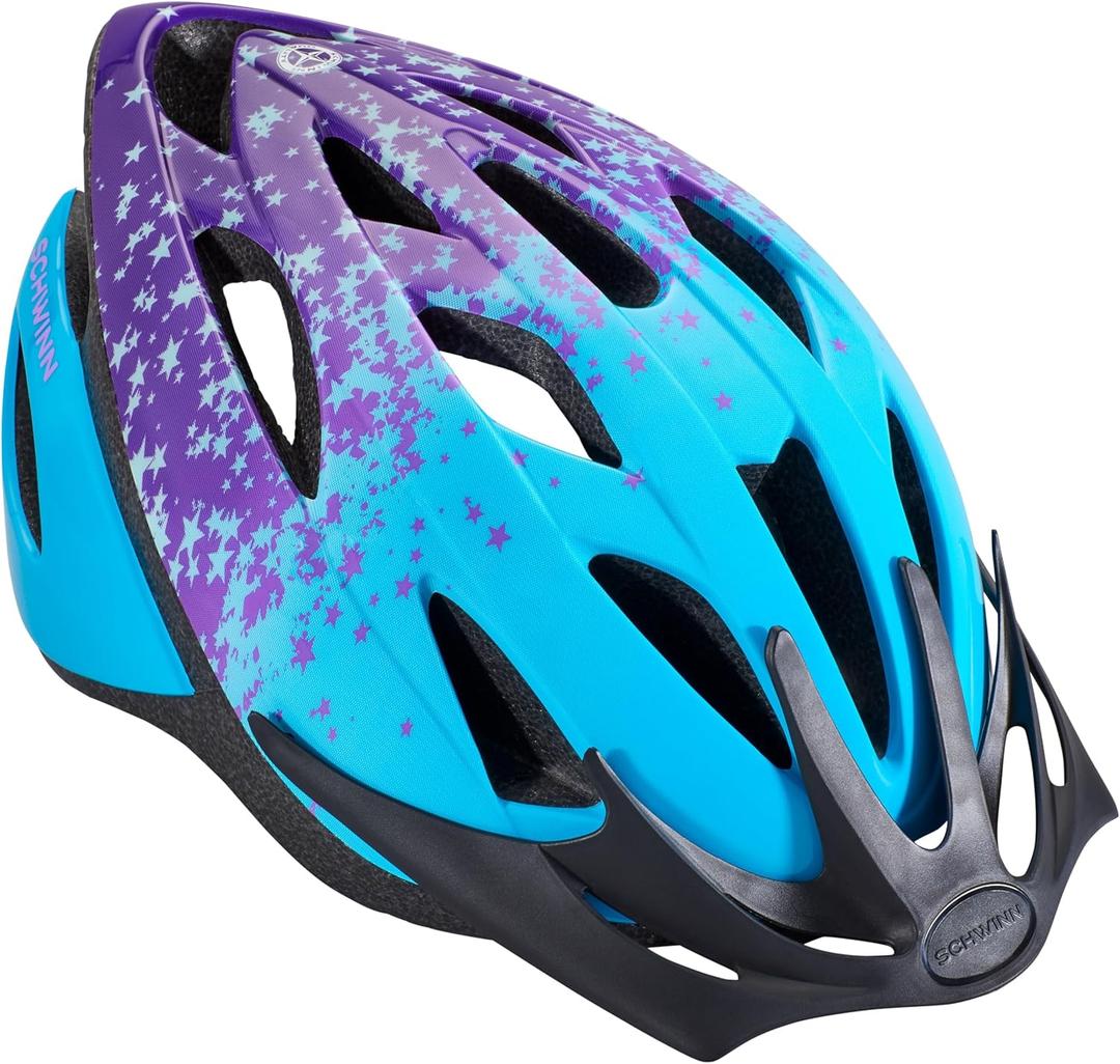 Schwinn Thrasher Kids Bike Helmet, Boys And Girls, Fits 50 - 54cm Circumference, Ages 5-8 Year Olds, Lightweight, Detachable Visor, CPSC Safety Certified, Child, Blue/Purple