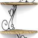 Alsonerbay Wall Mount Corner Shelves 4 Tier Floating Corner Storage Wood Shelves Decorative Rustic Radial Shelf in Cat Shape Carbonized Black