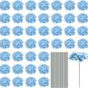 MECCANIXITY Silk Artificial Hydrangea Flowers, Light Blue Artificial Flowers Heads with Stems, Full Hydrangea Flowers for Wedding Centerpieces, Party Decoration 30 Set