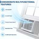 6000 BTU Window Air Conditioner, Cools Up to 250 Sq.ft., 24H Timer, Sleep Mode, Water Self Evaporation, Auto Restart, 3 Cooling & Fan Speeds, Window AC Unit for Bedroom, Office