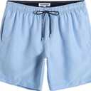 maamgic Mens Swim Trunks Quick Dry Swim Shorts with Mesh Lining Funny Swimwear Bathing Suits 7inch (Small, Solid Lake Blue)