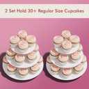 BLISSUR Cupcake Stand Tower, 2 Pack, White, 3 Tiered, Cup Cake Stand Cardboard Dessert Holder for Parties (White)