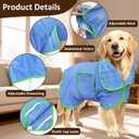 Soft Dog Bathrobe Fast Drying Dog Coat, Super Absorbent Dog Towels for After Bath, Microfiber Pet Robe Adjustable Collar & Belly Warm Keeping Dogs Coat for Pet Dogs & Cats (Blue, Large)