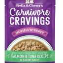 Stella & Chewy's Carnivore Cravings Wet Cat Food Pouches - Premium Salmon & Tuna Recipe - Grain-Free Morsels & Gravy - Perfect for Picky Eaters - Complete Meal or Topper - 2.8oz, 12-Pack