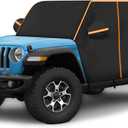 Cab Cover for 2007-2024 Jeep Wrangler JK JL 4 Door Wrangler Car Covers Waterproof All Weather Sun Rain UV Protection, Half Car Cover with 420D Oxford Rain Covers for Wrangler 4 Door with Hardtop (black)