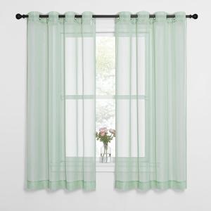 NICETOWN Sheer Curtains for Bedroom Windows, Grommet Top Voile Sheer Country Style Curtain Drapes Light and Airy Drapes for Children Room/Nursery, Sage Green, W54 x L63, 1 Pair