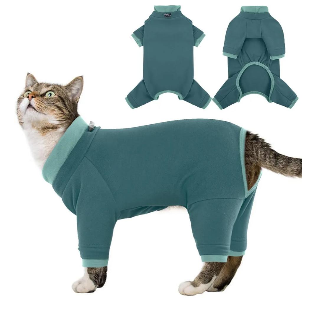 Cat Pajamas for Cats Only, Sticky Hair Cat Clothes, Sphynx Hairless Cats Sweater, Cat Onesie for Cats After Surgery Female Male, Prevent Lost Hair Kitten Onesie Shirts Costumes Outfits for Pet, M