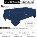 8 Pack Navy Blue Tablecloth 60 x 102 Inch Rectangular Tablecloths for 6 Foot Rectangle Tables, Wrinkle Resistant Blue Table Cloth Washable Polyester Fabric Table Covers for Party Wedding Banquet