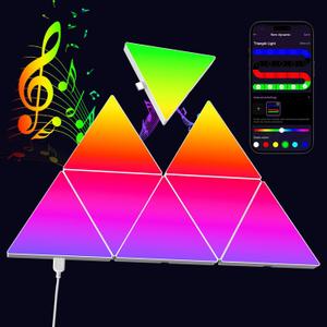 8 PCS Triangle Light Panels  Smart RGB Gaming Triangle LED Lights with App & Music Sync  Bedroom Lamp, Wall Art, Essentials, Playroom & Home Deco