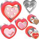 Heart Cookie Cutter Set 10 Pieces, Stainless Steel Heart Shaped Cutters Mold for Sandwich Fondant Pastry Cake Biscuit Fruit Vegetable, Red Color Large Medium Small Mini Sizes