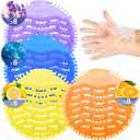32 PACK Urinal Deodorizer Screen with 100 Gloves-3D Wave Anti-Splash Odor Protection Urinal Cakes for Men Toilets, Four Scents Urinal Mats