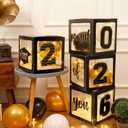 Jerify 44 PCS Graduation 2026 Box Decorations with Balloon & LED Light Strings - Congrats Grad Proud of You Balloon Boxes Party Supplies for Class of 2026 School College Decor(Black and Gold)