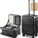 LUGGEX Carry On Luggage Top Opening, FLA Aluminum Frame Trunk Style Luggage, Polycarbonate Hard Shell Suitcase (FX-Enhance, Charcoal Metallic, 20 Inch, 38L)