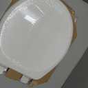 Mayfair Linden Slow Close Toilet Seat, Non Slip Heavy Duty Wood, Easy Install, Round, White