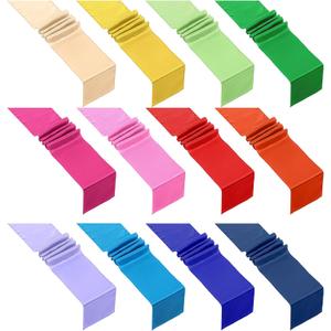 12 Pcs Multicolor Satin Table Runners, Disposable Silk Table Runners for Wedding, Banquet, Birthday, Christmas, Thanksgiving Party Decoration, 12 x 108 Inch