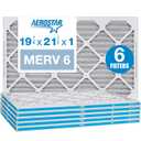 Aerostar 19 7/8 x 21 1/2 x 1 MERV 6 Pleated Air Filter, AC Furnace Air Filter, 6 Pack (Actual Size: 19 7/8"x21 1/2"x3/4")